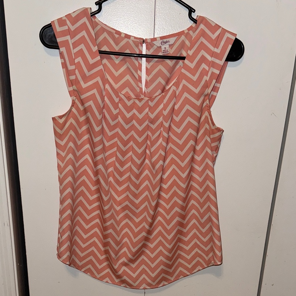 Candies Chevron Sleeveless Blouse - Peach